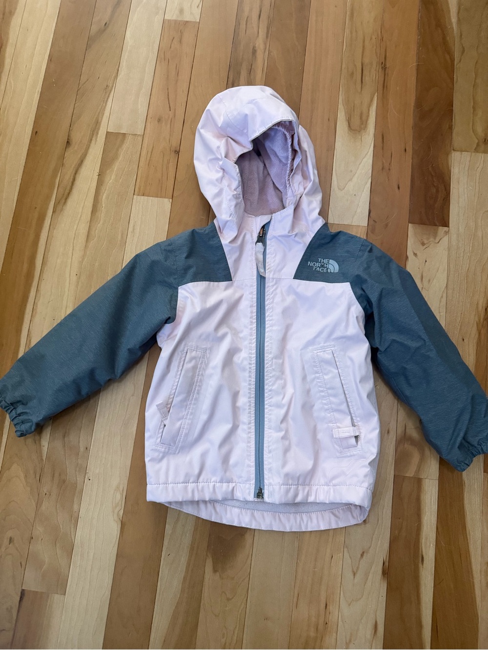 The North Face Kids Pink and Gray Hooded Jacket